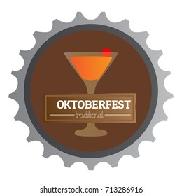 Isolated oktoberfest label with a cocktail, Vector illustration