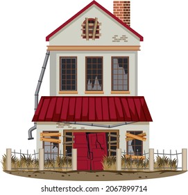 Isolated old abandon broken house illustration