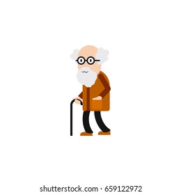 Isolated Old Man Flat Icon. Ancestor Vector Element Can Be Used For Old, Man, Ancestor Design Concept.
