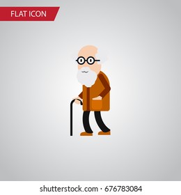 Isolated Old Man Flat Icon. Ancestor Vector Element Can Be Used For Old, Man, Ancestor Design Concept.