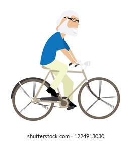 Isolated old man riding a bicycle. Vector illustration design