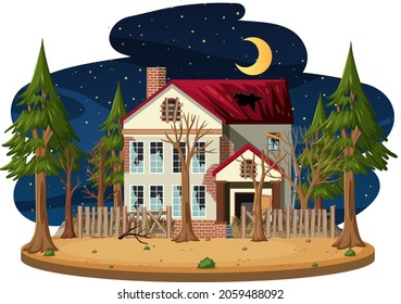 An isolated old spooky house illustration