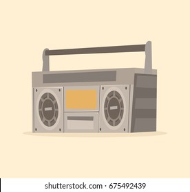 Isolated old tape recorder icon. Vector flat cartoon illustration