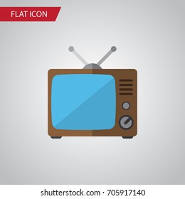 Isolated Old Tv Flat Icon. Television Vector Element Can Be Used For Tv, Television, Broadcast Design Concept.