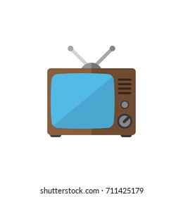 Isolated Old Tv Flat Icon. Television Vector Element Can Be Used For Tv, Television, Broadcast Design Concept.