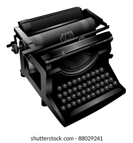 Isolated old typewriting machine. Vector illustration.