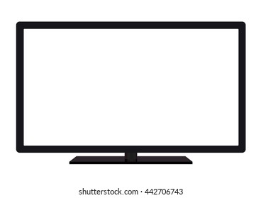 isolated OLED black flat smart wide TV on white background