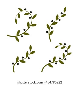 Logotipo vectorial de rama de olivo aislado. Colección de logotipos de aceite. Icono de productos naturales saludables. Símbolo del Día Internacional de la Paz.