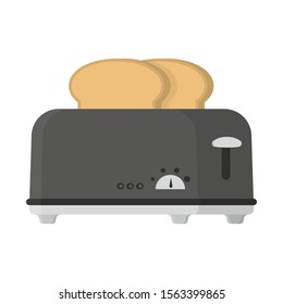 Isolated on background. Vector illustration. Good morning concept. Toaster and bread toasts. 
