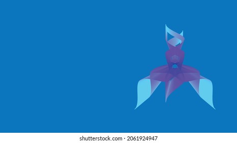 Isolated on blue background. Geometric shape composed of purple, and turquoise colors. Vector art. Adobe illustrator EPS 8