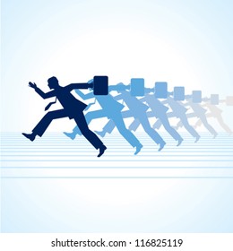 Isolated on businessman running in vector format