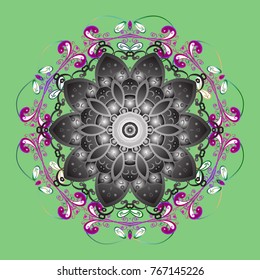 Isolated on green, gray and magenta colors. Snowflake Icon. Snowflake Vector illustration. Winter snowflake.
