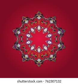 Isolated on red, gray and purple colors. Winter snowflake. Snowflake Icon. Snowflake Vector illustration.