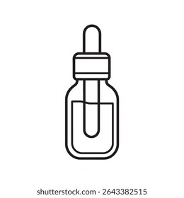 Isolated on a transparent backdrop, this simple line work outlines the silhouette of a tincture bottle capped with a dropper, evoking minimalism and clarity.