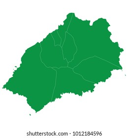 isolated on transparent background. high detailed Green map of Saint Helena Island. Blank Green similar Saint Helena Island map isolated on white background.
