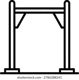 Isolated on transparent background a minimalist line art icon depicting a doorway archway with two vertical posts and a horizontal crossbeam