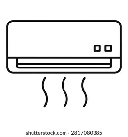 Isolated on transparent background this is a simple line art icon of a wallmounted air conditioning unit with wavy lines indicating the outflow of cool air