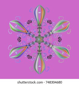 Isolated on violet, neutral and blue colors. Snowflake Vector illustration. Winter snowflake. 
