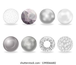 Isolated on white abstract balls burst 3d curl polygonal set decoration isolated design vector illustration