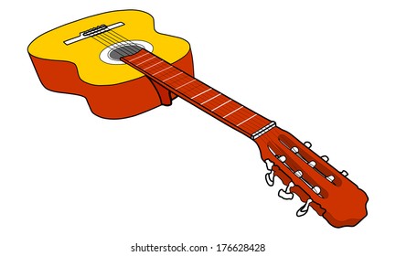 Isolated on white background acoustic guitar vector.