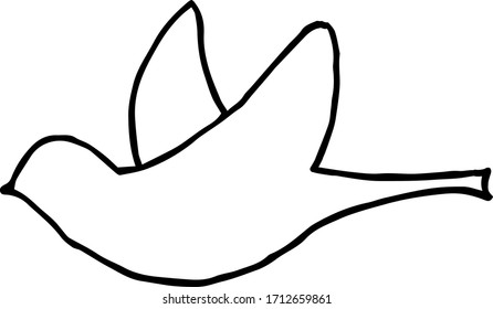 Aislados en aves de fondo blancas Ilustración de las aves de fondo: vectorial, dibujo a mano, elemento de diseño para impresión, rayado, postal