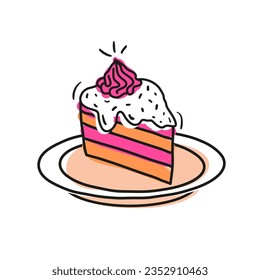 isolated on white background cartoon postcard happy birthday place of text your text pink doll baking doodle colleagues kids holiday picture art cupcake piece of cake glamour dessert sweet party art