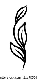 ISOLATED ON A WHITE BACKGROUND CONTOUR DRAWING OF A TWIG OF A PLANT