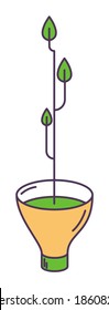 Aislado en el concepto ecológico de fondo blanco con reutilización de botellas plásticas y cultivo de plantas dentro