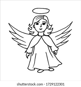 Isolated on white background girl angel vector illustration hand