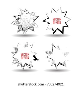 Isolated on a white background grunge star symbols. Vector shapes for design
