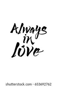 Isolated on white background. Hand drawn modern brush calligraphy. Wild quote. Always in love.