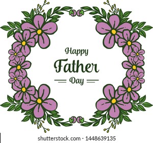 Isolated on white background, leaves and flowers, decor for happy father day. Vector