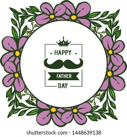 Isolated on white background, leaves and flowers, decor for happy father day. Vector