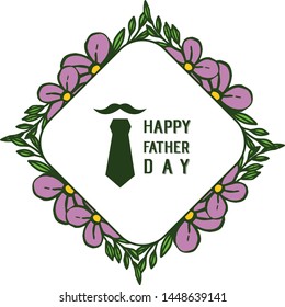 Isolated on white background, leaves and flowers, decor for happy father day. Vector