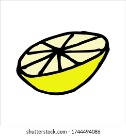 isolated on white background lemon, doodle, Stock Illustration, vector, hand drawing, design element  for printing, scrapbooking, postcard
