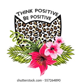 isolated on white background Leopard print cat fashion illustration