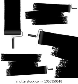 isolated on white background paint roller with painted markings colored black