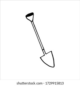 Aislado sobre la imagen de fondo blanco una pala, dibujo a mano, garabato, vector