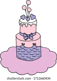 Aislados sobre caramelos de fondo blanco, torta, pastelería, ilustración de material, vectorial, dibujo a mano, 
