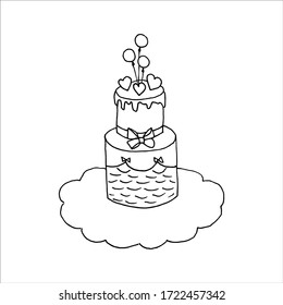 Isolated on white background sweets, cake, pastry, Stock Illustration, vector, hand drawing, design element  for printing, scrapbooking, postcard