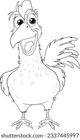 Isolated on white background, this vector cartoon illustration of a chicken is perfect for coloring