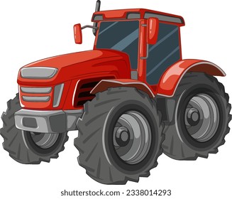 Einzeln auf weißem Hintergrund, diese Vektorgrafik eines roten Traktors ist hell und fröhlich
