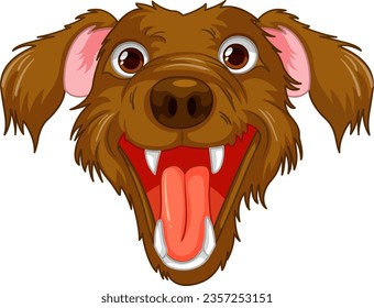 Aislada en el fondo blanco, esta linda cara de perro recuperador de oro es una ilustración de un vector de dibujos animados