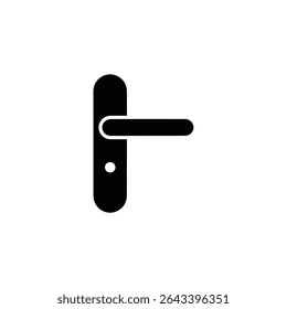 Isolated on a white background, this image shows a sleek black door handle with rounded edges and a distinctive keyhole. Vector design element.