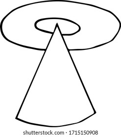 Isolated on white background an unidentified flying object, hand drawing, vector