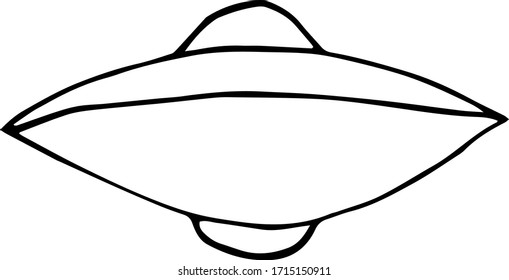 Isolated on white background an unidentified flying object, hand drawing, vector