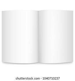 Isolated on white background vector realistic image of a sheet of paper, top view. Empty sheet of A4 paper, bent in half. 3d illustration. Layout, book page template, brochure, magazine, booklet.EPS10