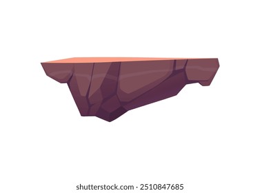 Isolated on a white background vector illustration of a floating rock platform with a flat, sandy surface and angular, textured sides. Perfect for game design, fantasy landscapes, and digital art.