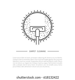 Isolated on white background vector image cleaning of carpeting with vacuum cleaner, dry cleaning logo