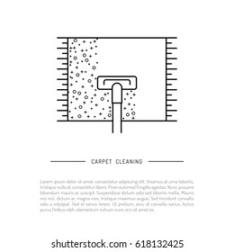 Isolated on white background vector image cleaning of carpeting with vacuum cleaner, dry cleaning logo